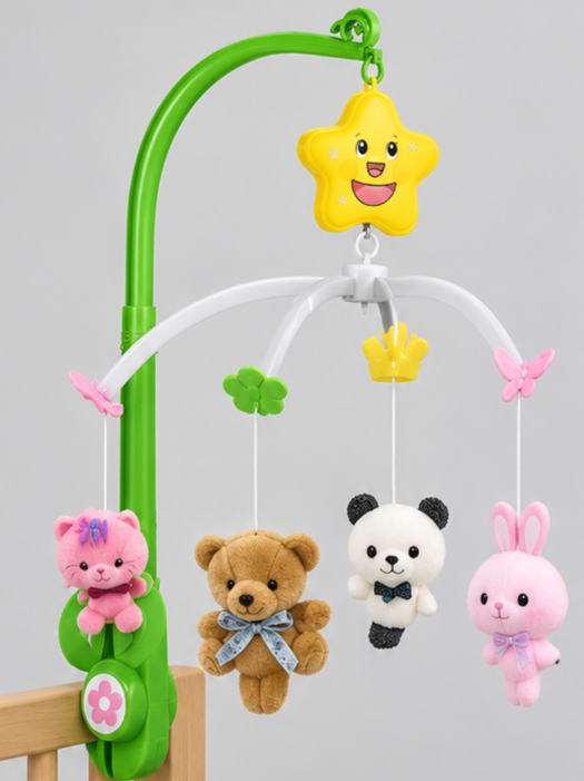 Title: Soft Plush Animal Happy Shaking Bell Baby Crib Mobile