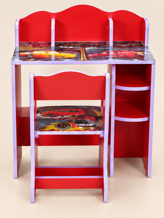 Kids Disney Cars Wooden Study Table & Chair Set
