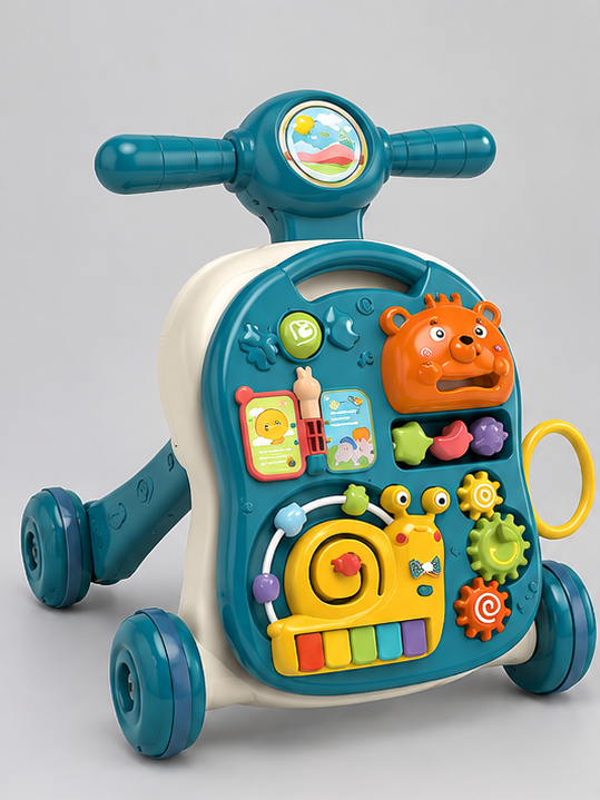 3-in-1 Musical Baby Walker & Activity Table – Sit-to-Stand Push Walker