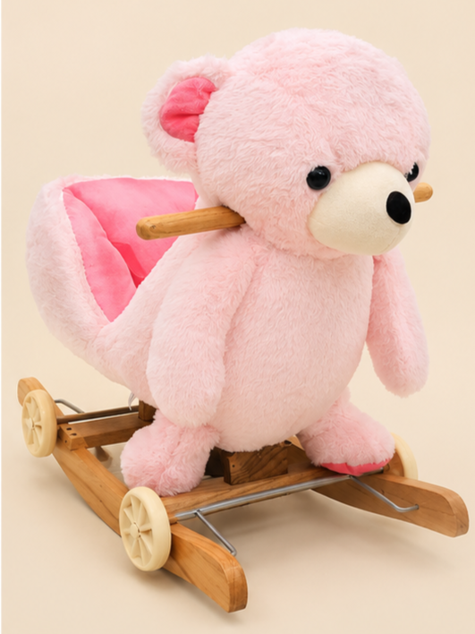 Plush Teddy Bear 2-in-1 Rocking Horse with Wheels