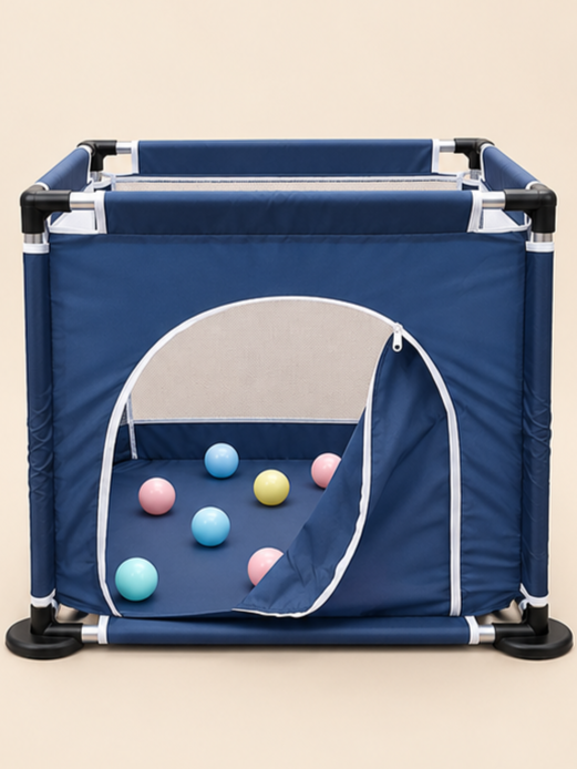 Portable Indoor Safety PlayYard with Zippered Crawl Door