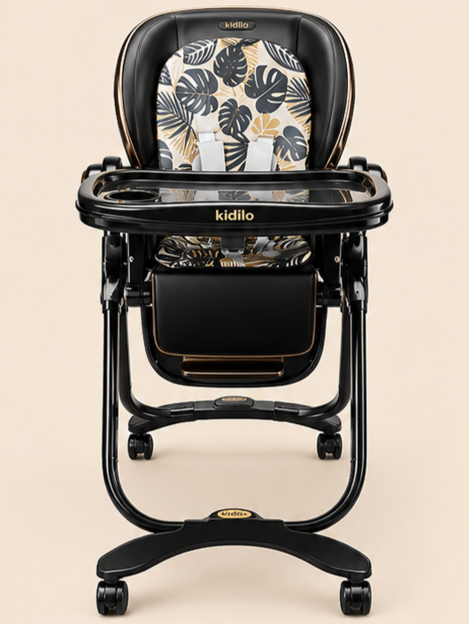 Kidilo Adjustable Baby Feeding High Chair with Reclining Seat & Lockable Wheels -  268