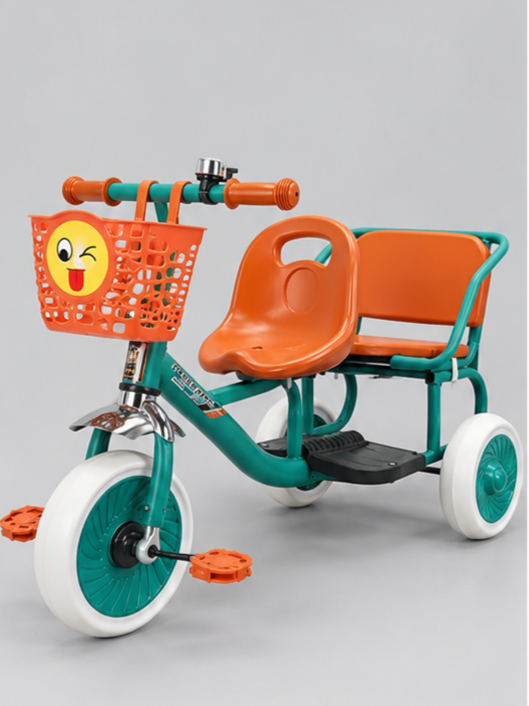 Dual Seat Kids Tricycle with Front Basket