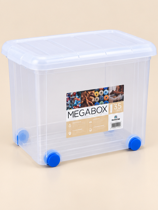 Homeup Megabox Medium 35-Litre Plastic Storage Box with Wheels