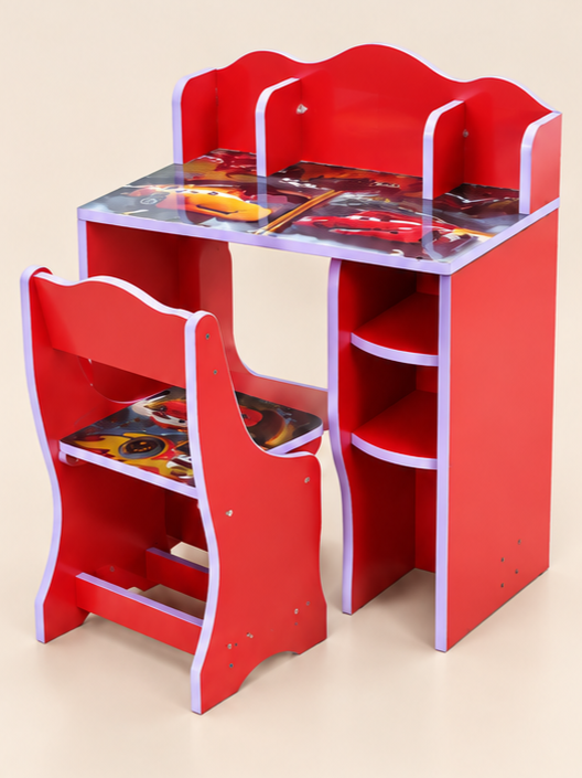 Kids Disney Cars Wooden Study Table & Chair Set