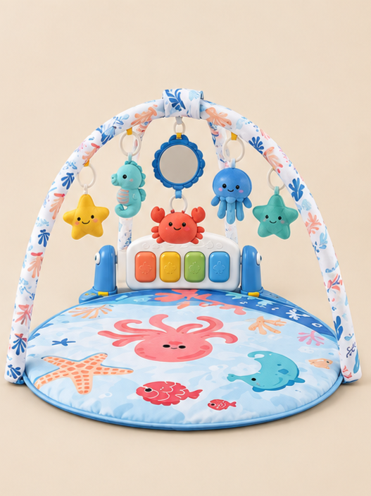 BiBi-Inn Ocean Theme Kick & Play Piano Baby Gym Mat with Dual Arches & Hanging Toys 6083 (0M+)
