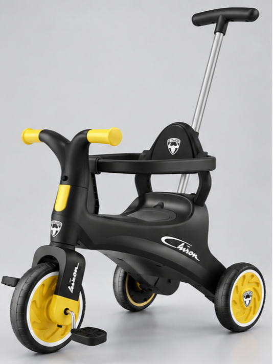Imported Chiron 3-in-1 Kids Tricycle & Push Stroller with Safety Guardrail