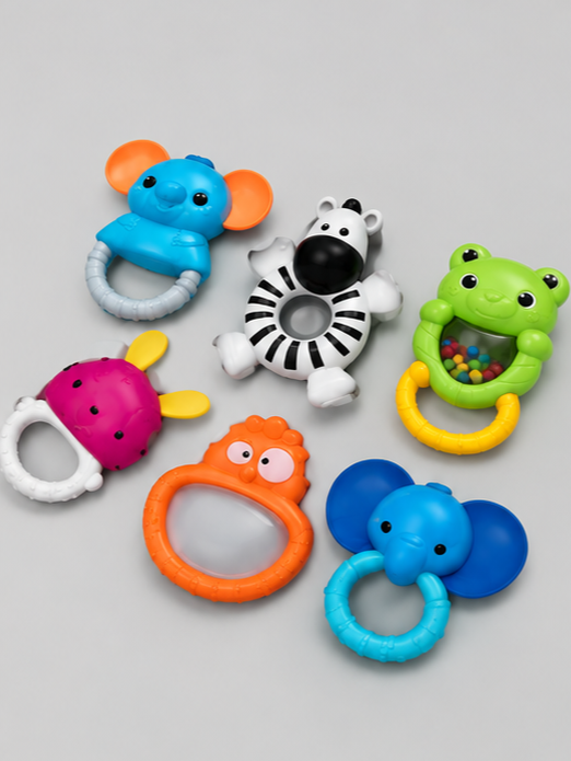 Lucky King 6-Piece Animal Friends Baby Rattle & Teether Gift Set