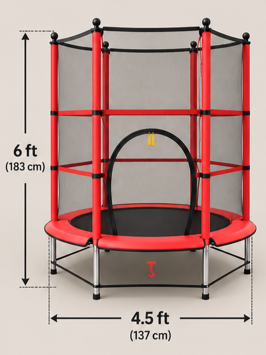 Kids Indoor/Outdoor 4.5 ft x 6 ft Enclosed Trampoline Play Centre