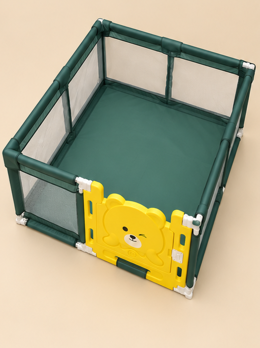 5.5 x 4.5 Ft Baby Playpen Safety Activity Center with Bear Safety Gate