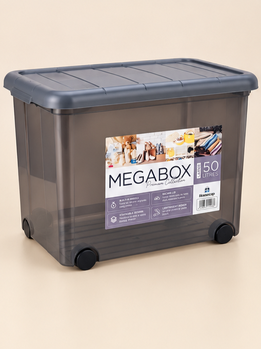 Homeup Megabox Premium 50-Litre Heavy Duty Storage Box with Wheels