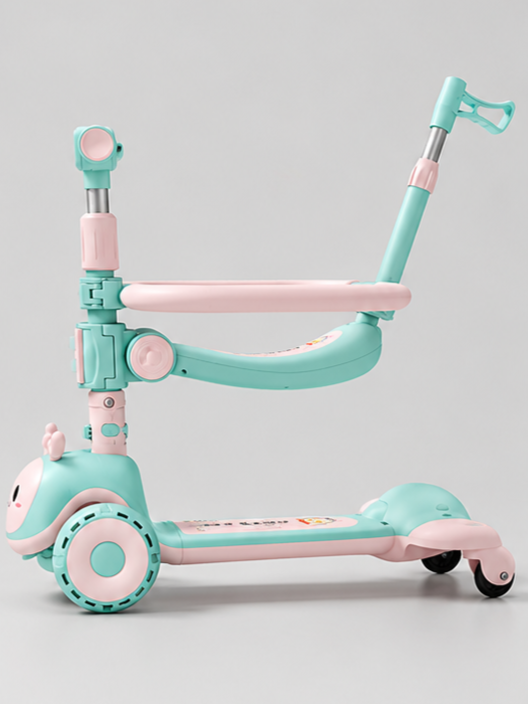 Imported 3-in-1 Convertible Snail Theme Kids Scooty with Parent Push Rod & Safety Ring
