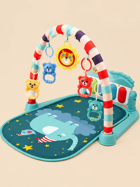 Multi-Function Kick & Play Piano Baby Gym Mat with Overhead Activity Arch