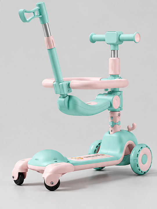 Imported 3-in-1 Convertible Snail Theme Kids Scooty with Parent Push Rod & Safety Ring