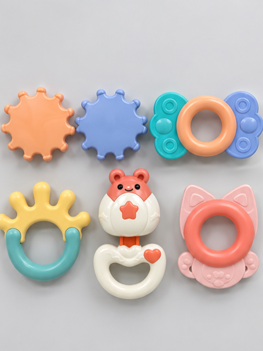Aiyingle 5-Piece Sensory Baby Rattle & Teether Gift Set
