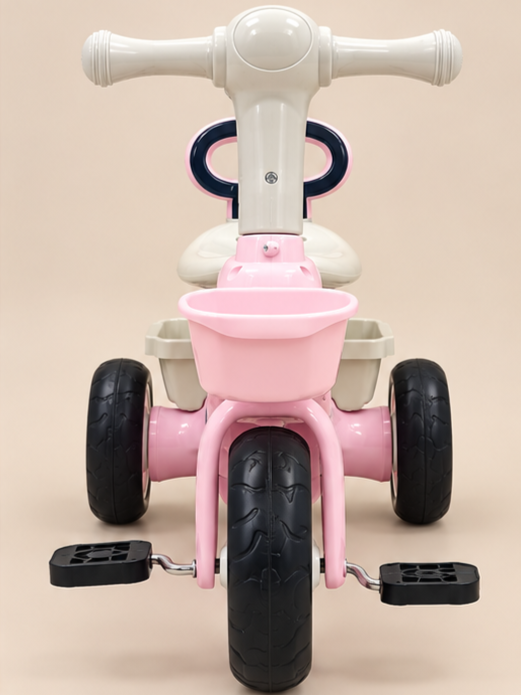 Kids Musical & Light Tricycle with Front & Rear Baskets