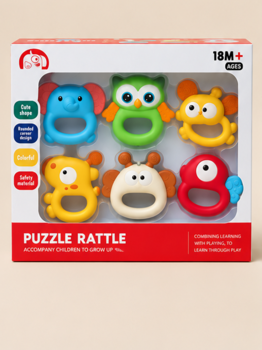 Interactive Puzzle Rattle 6-Piece Toddler Educational Toy Set