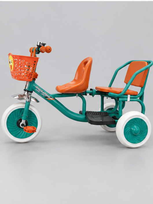 Dual Seat Kids Tricycle with Front Basket